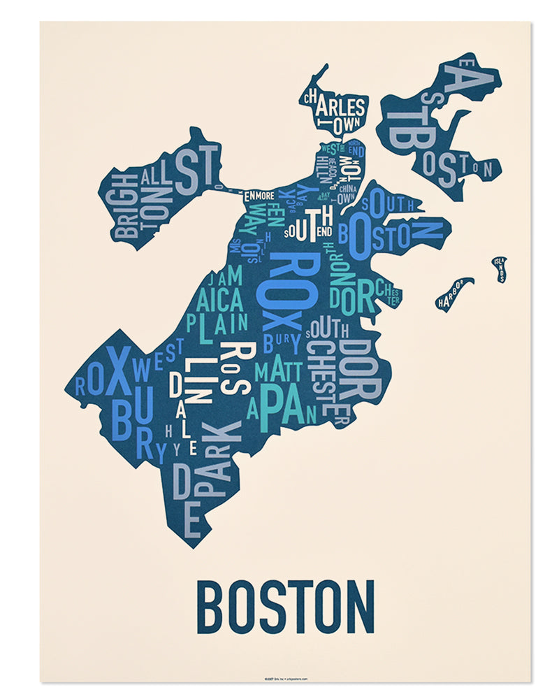 Boston Neighborhood Map Poster