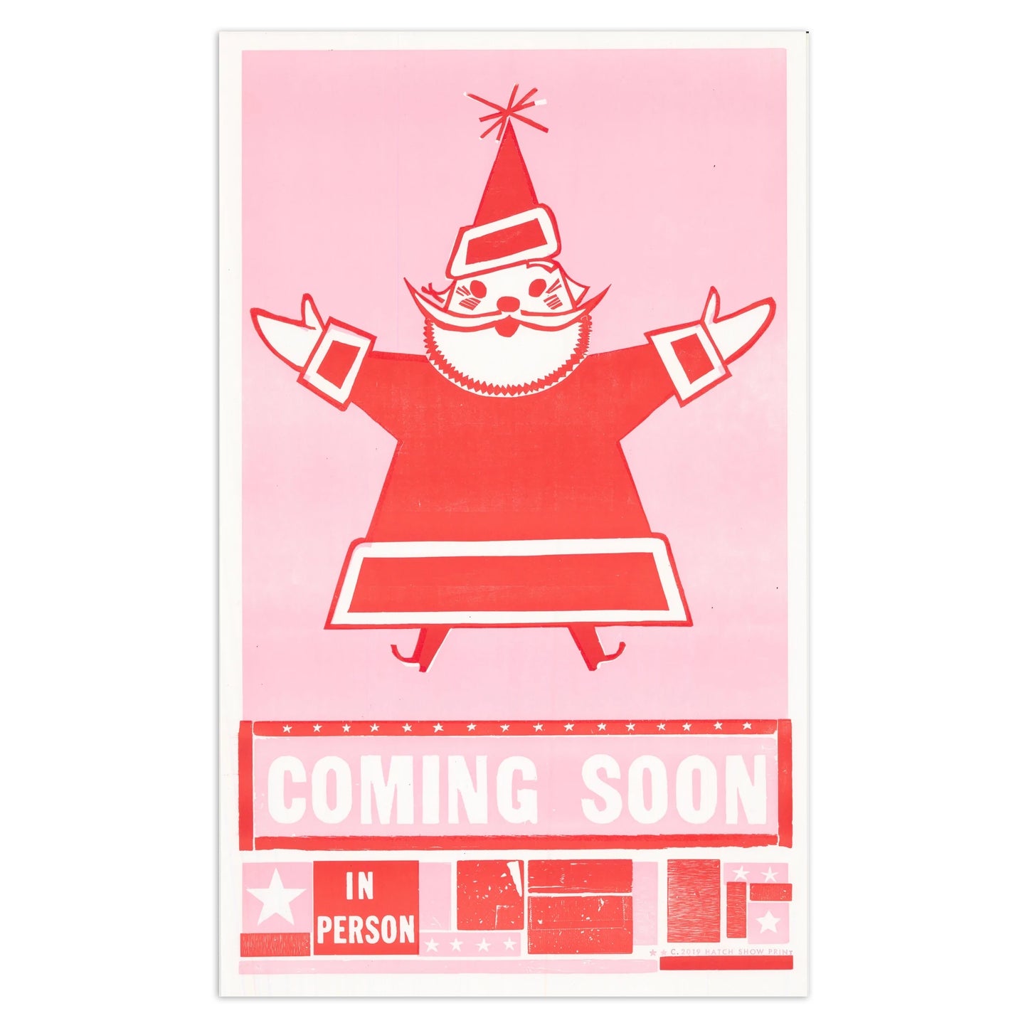 Santa Coming Soon 14 " x 23" Holiday Letterpress Print