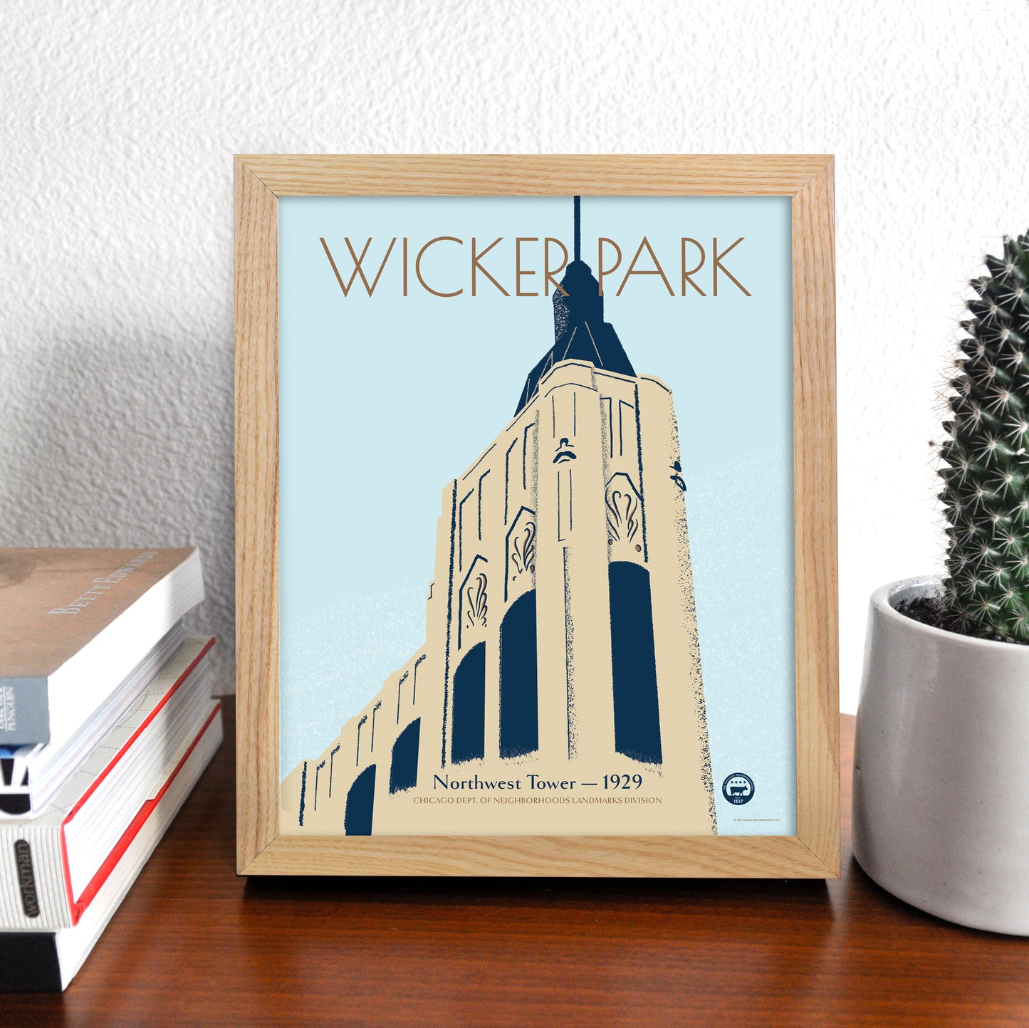 Wicker Park WPA Style Chicago Neighborhood 8" x 10" Print
