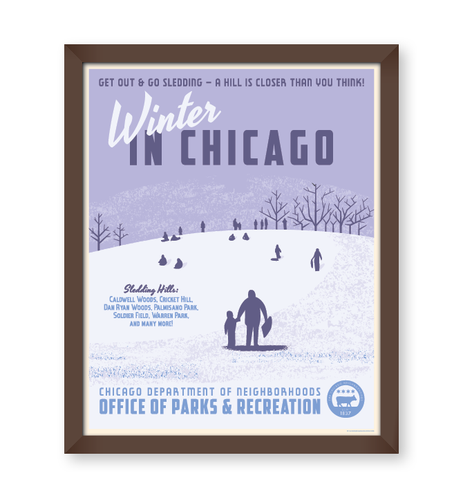 Winter in Chicago WPA-Style Tourism 16" x 20" Poster