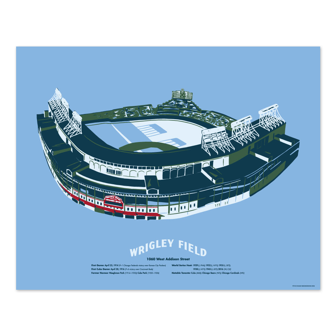 Wrigley Field Chicago Baseball 16 x 20 Tourism Poster – Neighborly