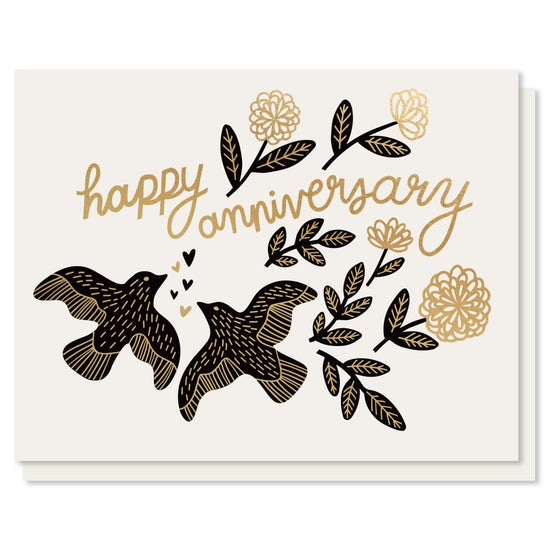 Happy Anniversary Birds Letterpress Card
