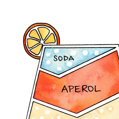 Aperol Spritz Cocktail Diagram 8.5" x 11" Print