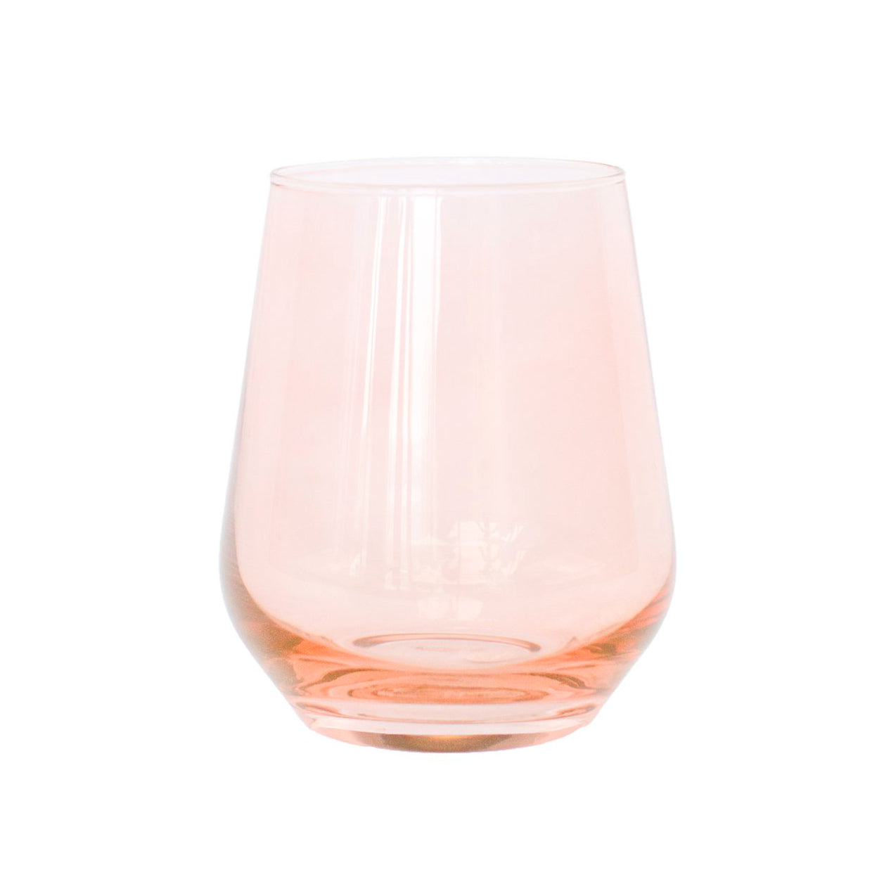 Set of Two Pink Tall Thick Stem Blown Glass Wine Glasses 