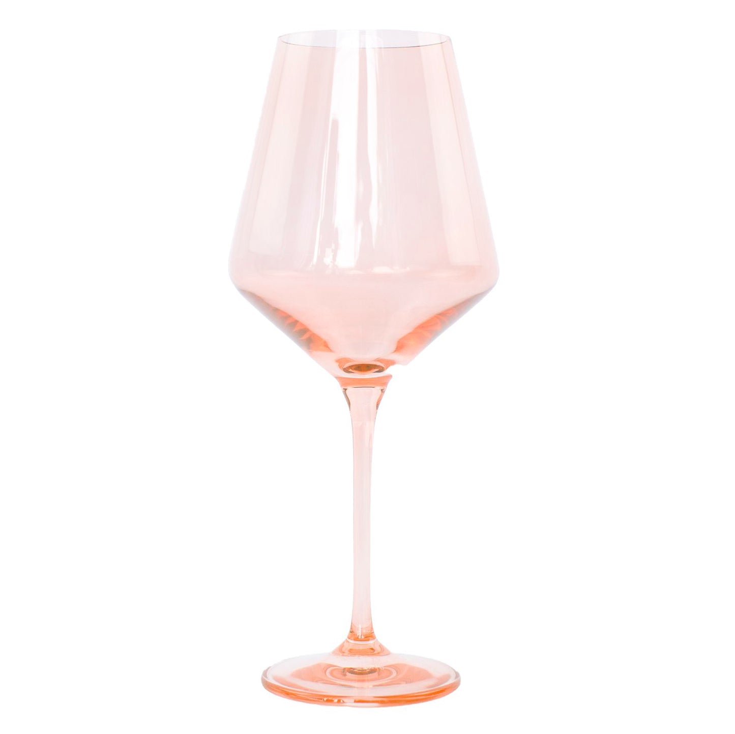 Handblown Blush Pink Colored Wine Glass