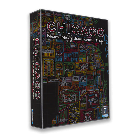 Chicago Neon Signs Neighborhood Map 1000 Piece Jigsaw Puzzle