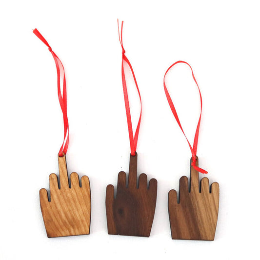Middle Finger Wood Ornament