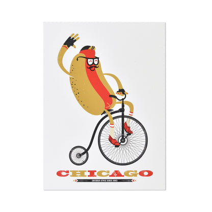 Chicago Style 1893 Hot Dog on Bike Postcard