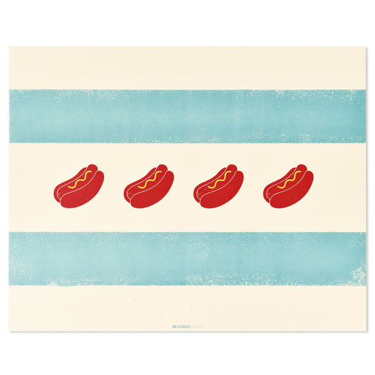 Spirit of Chicago Hot Dog Flag 10" x 8" Print