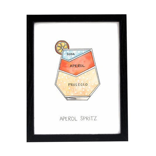 Aperol Spritz Cocktail Diagram 8.5" x 11" Print