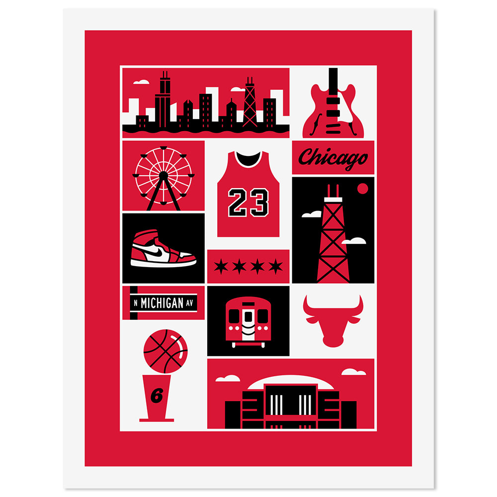Chicago Basketball Grid 11" x 14" Print
