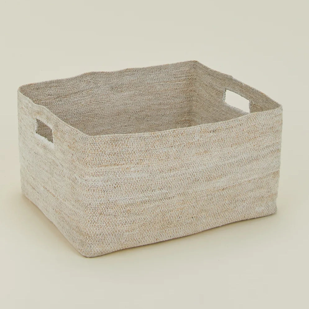 Essential Woven Natural White Storage Basket