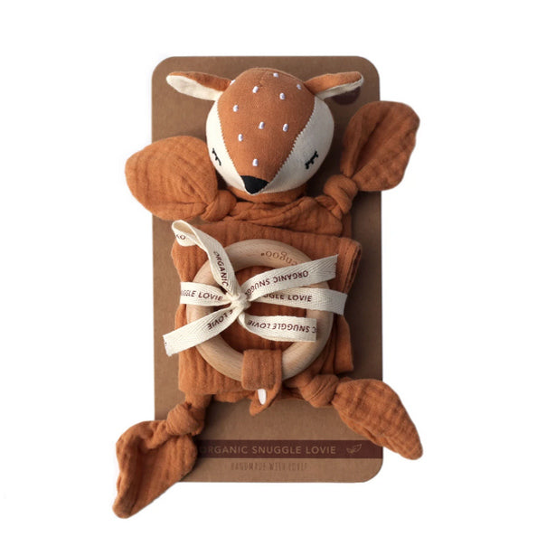 Organic Snuggle Lovie Baby Blanket and Teether