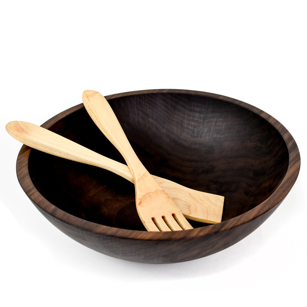 Large 15" Solid Walnut Hardwood Serving Bowl