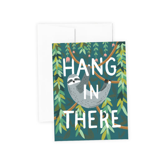 Hang In There Sloth Encouragement or Get Well Card