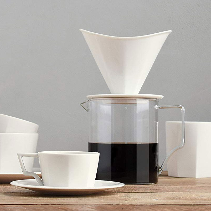 Faceted 4 Cup Porcelain Pour Over Brewer