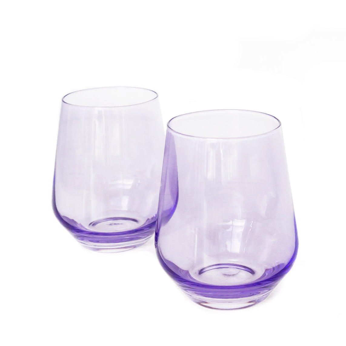 Handblown Lavender Purple Colored Stemless Wine Glass