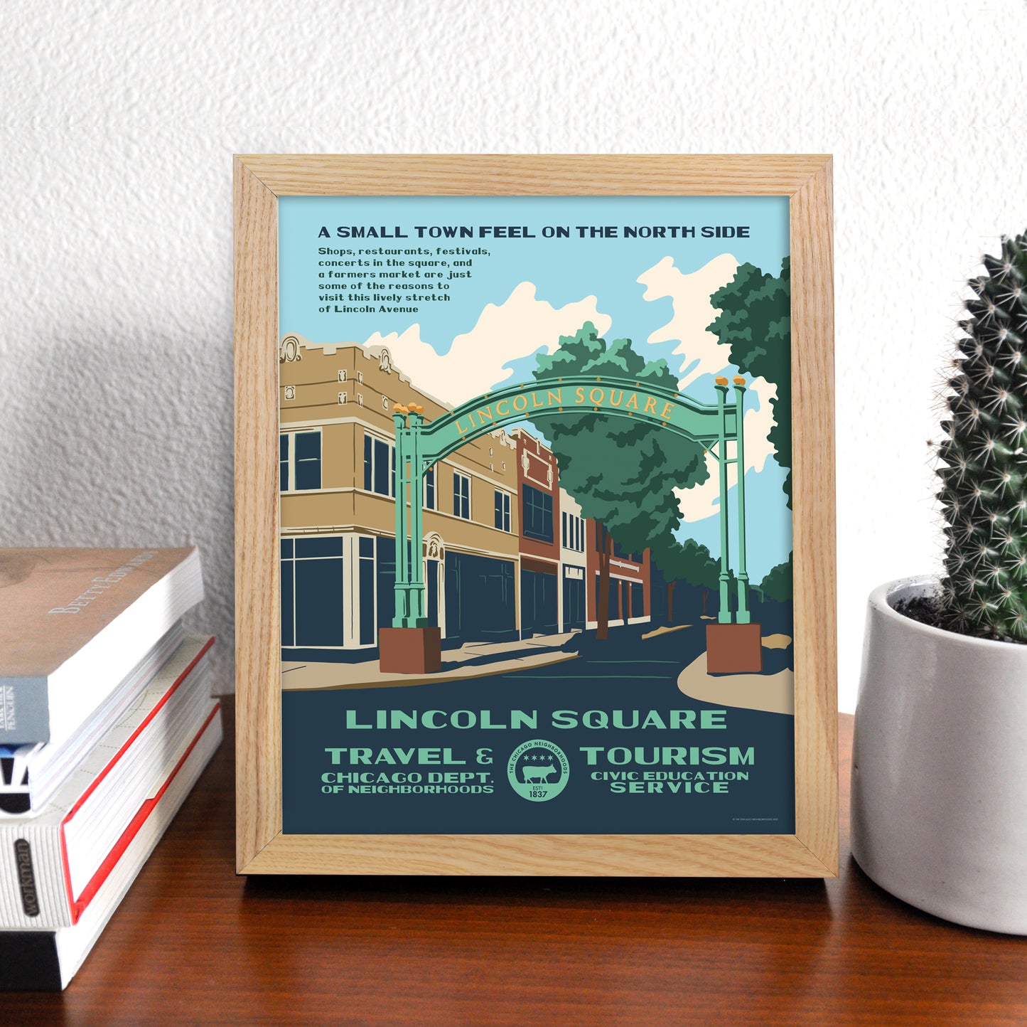 Lincoln Square WPA Style Chicago Neighborhood 8" x 10" Print