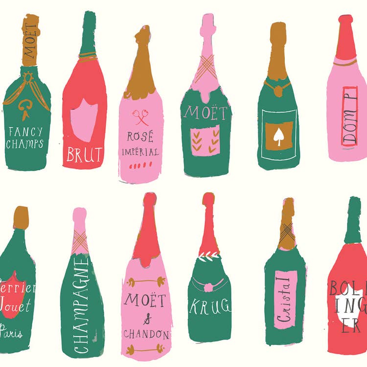 Let's Toast Champagne Holiday Gift Wrap (Roll of 3 Sheets)