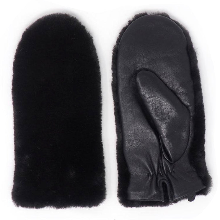 Leather Mittens Faux Sheepskin Mittens Alpo Faux Fur Lined Zipper