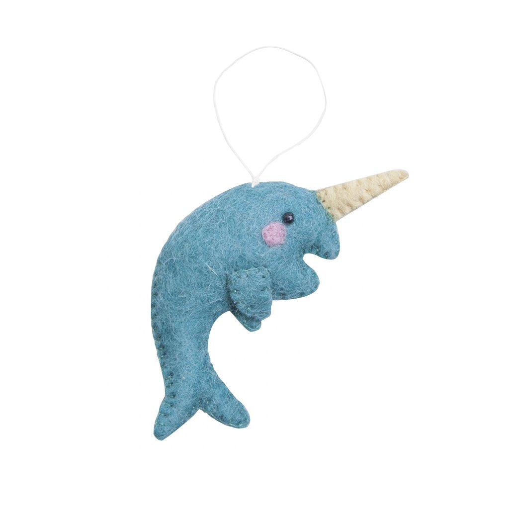 Fair Trade Felt Narwhal Ornament