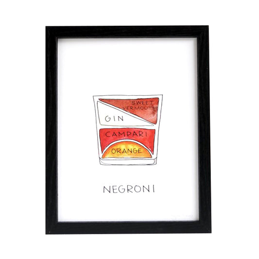 Negroni Cocktail Diagram 8.5" x 11" Print