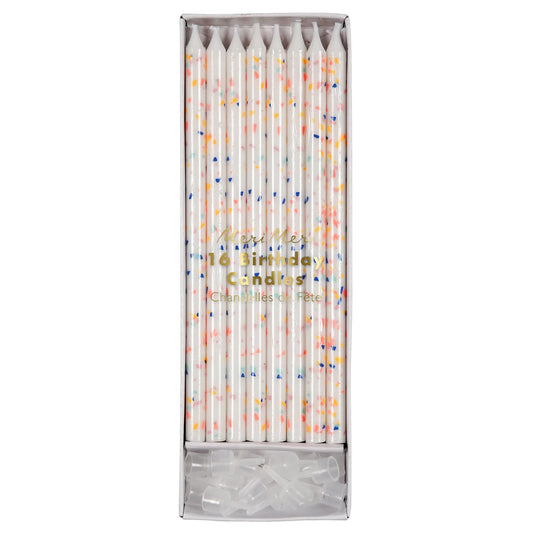 Neon Confetti 6" Birthday Candles (Pack of 16)