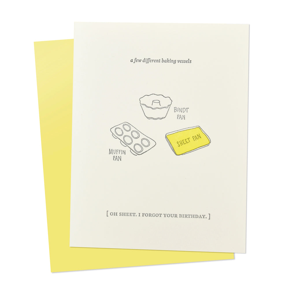 Oh Sheet, I Forgot Your Birthday Sheet Pan Greeting Card