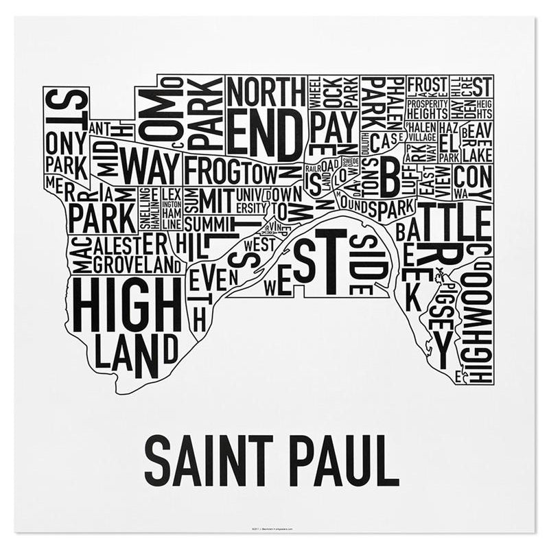 St. Paul Neighborhood Map 20 x 20 Poster – Neighborly