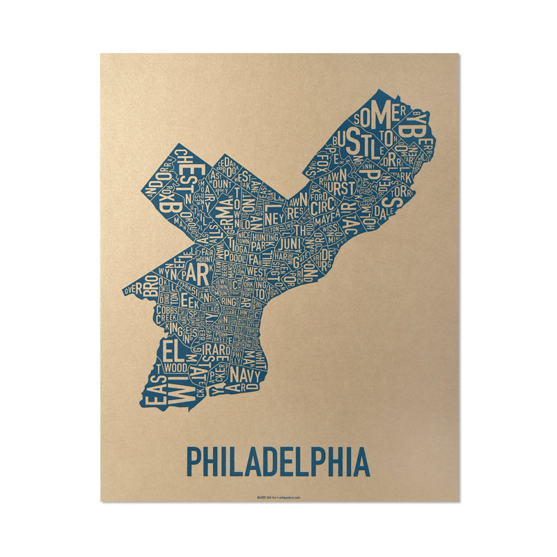 Philadelphia Typographic Neighborhood Map Poster