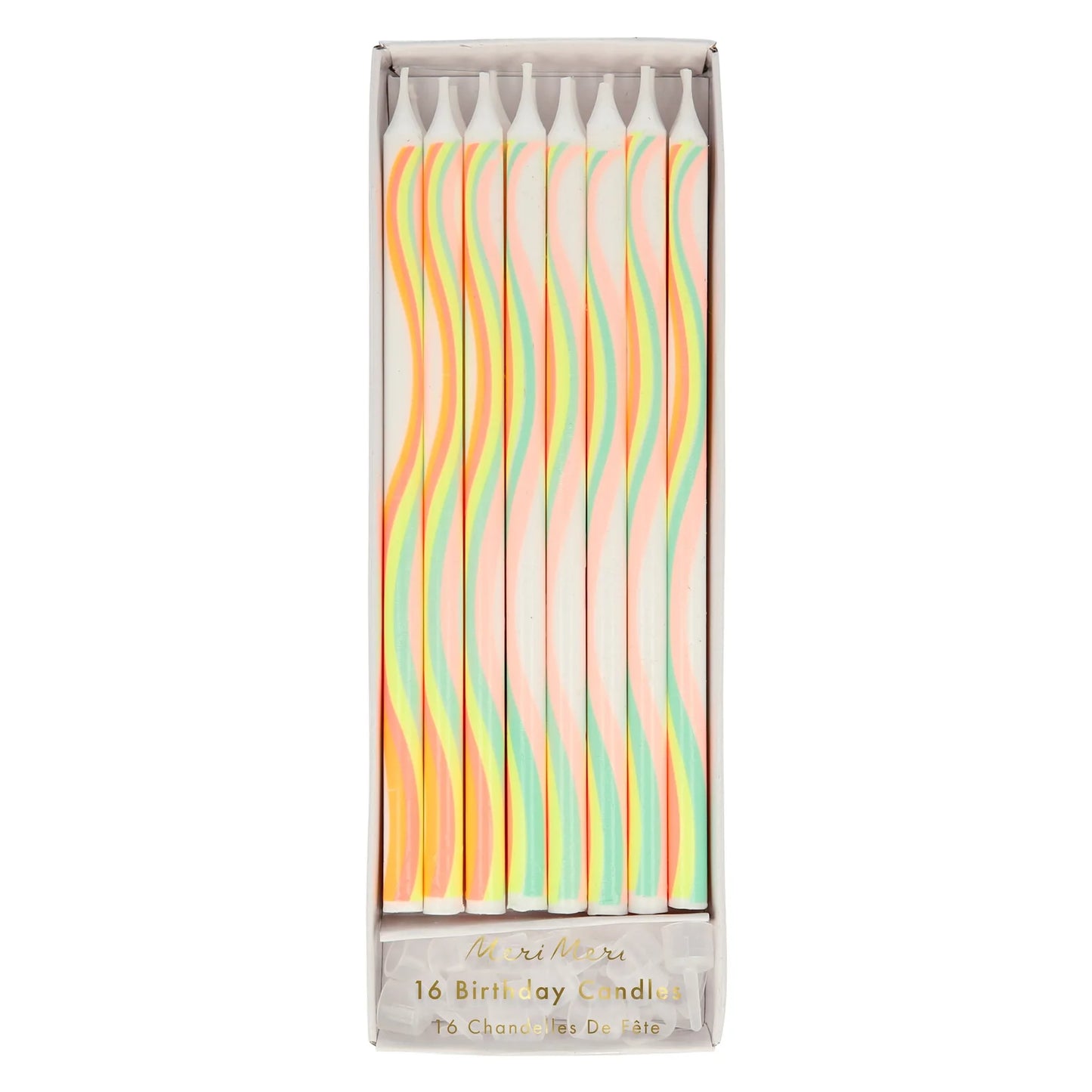 Rainbow Wavy Stripes 6" Birthday Candles (Pack of 16)