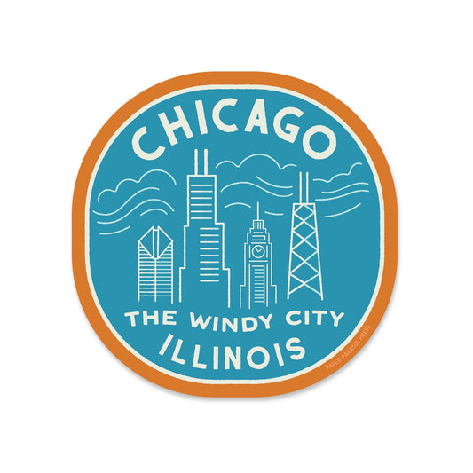 Chicago Retro Windy City Round Sticker
