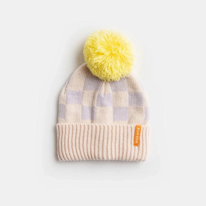 Toddler Checkered Knit Pom Beanie Hat