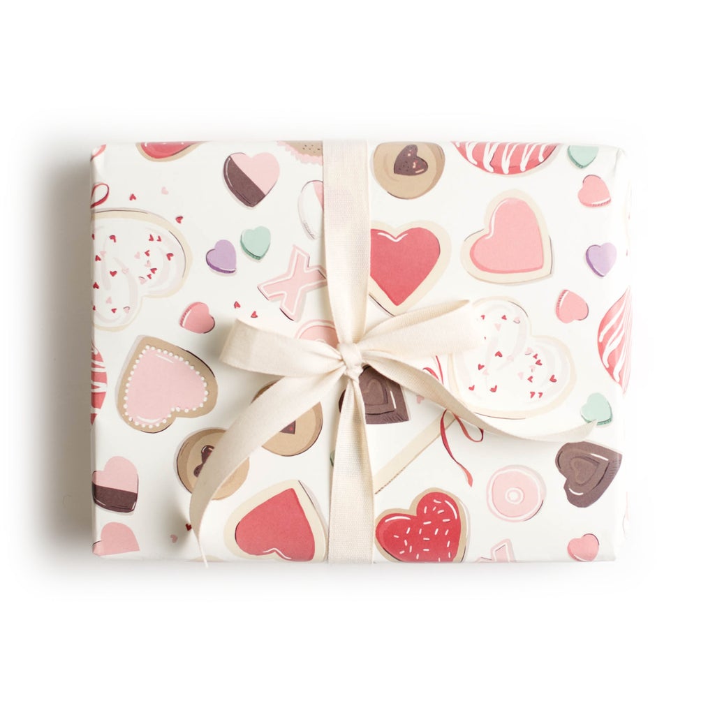 Valentine's Day Heart Cookies Gift Wrap 20 x 30 Sheets (Set of 3)