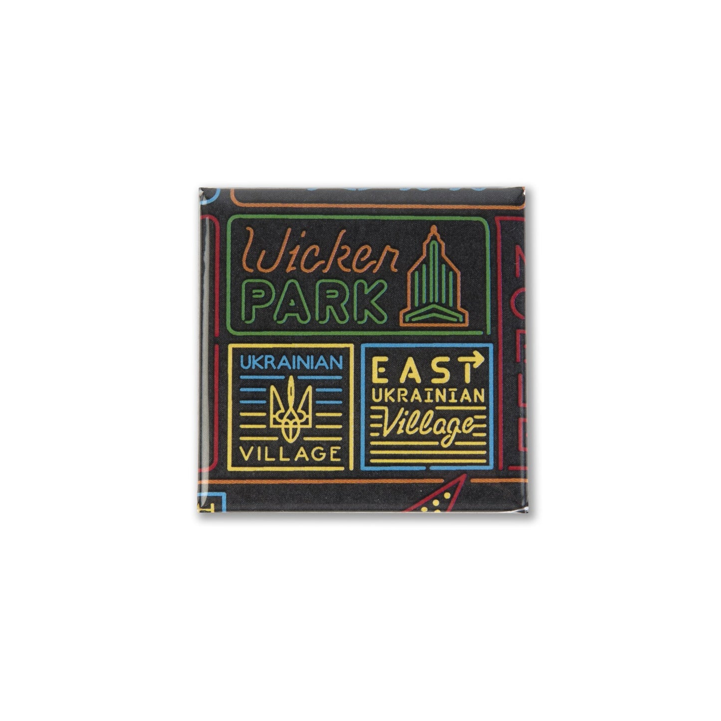 Wicker Park and Ukrainian Village Neon Neighborhood Magnet