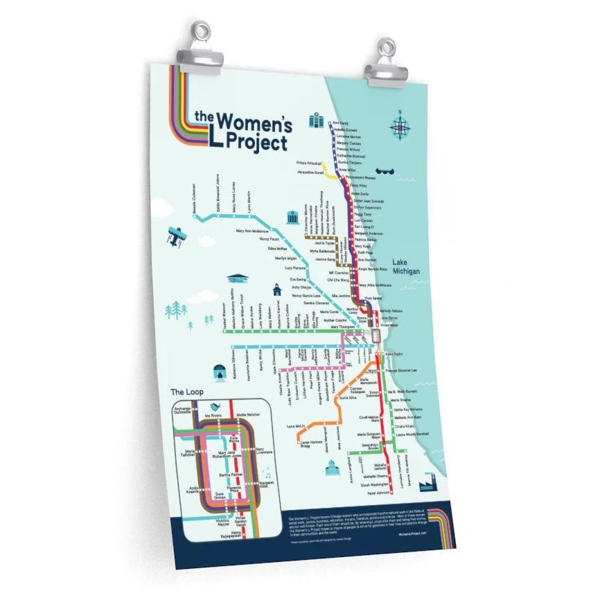 Women's Chicago CTA L Project Map 12" x 18" Print