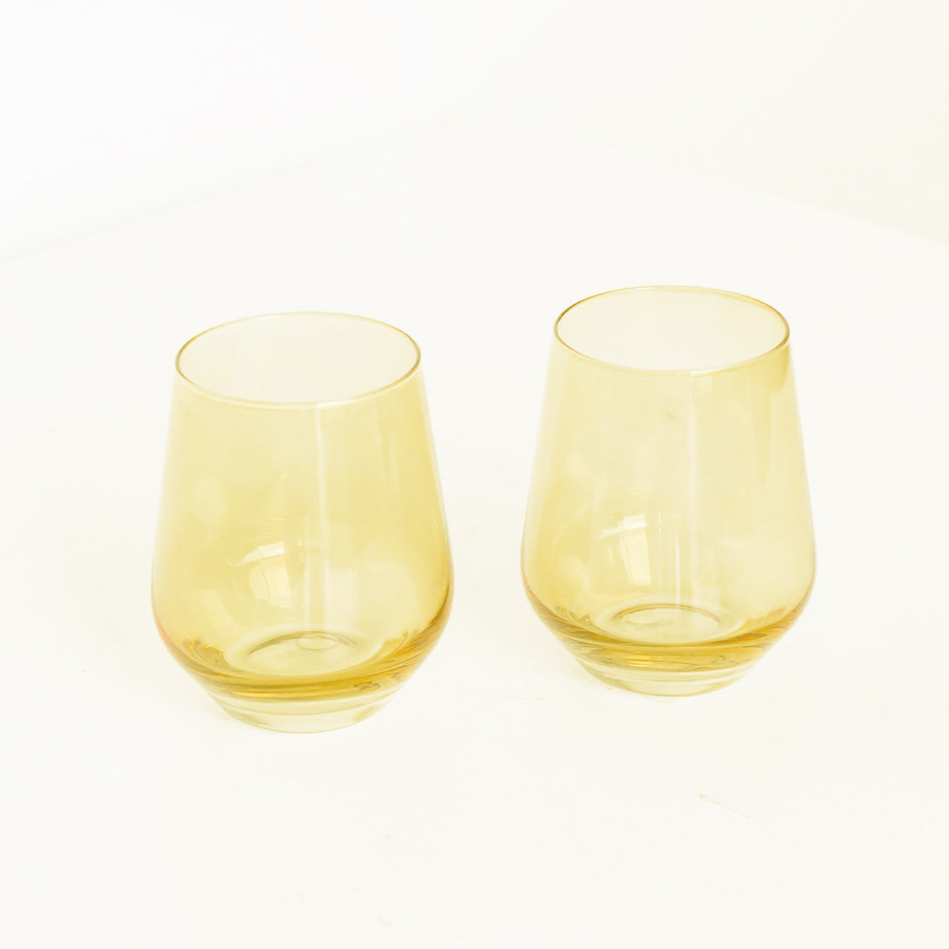 Handblown Yellow Colored Stemless Wine Glass