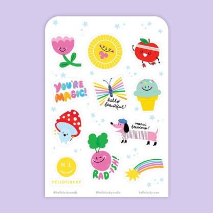 Unicorn Birthday Card & Sticker Set