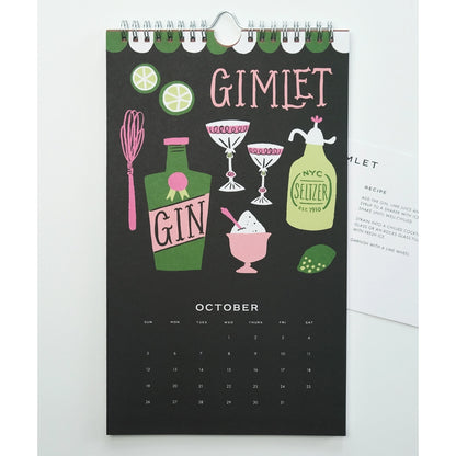 2025 Cocktail Recipe 12 Month Wall Calendar