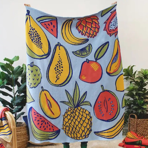 Tropical Fruit 50" x 60" Knit Throw Blanket