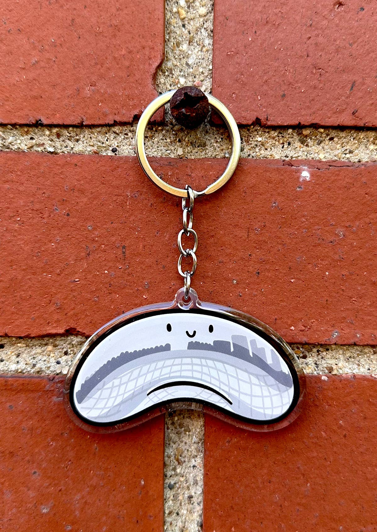 Chicago Bean (Cloud Gate) Smiley Face Keychain