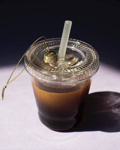 Iced Coffee Handblown Glass Holiday Ornament