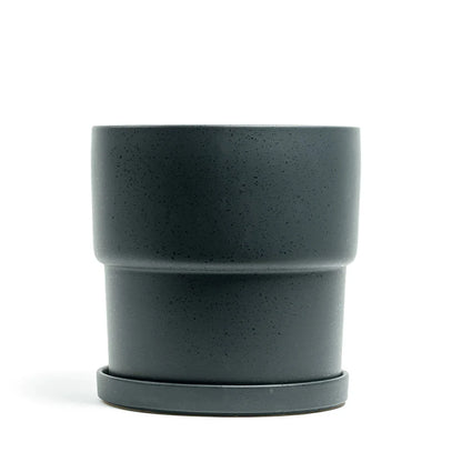 Calyx 4.5" Tiered Ceramic Cylinder Planter with Plate