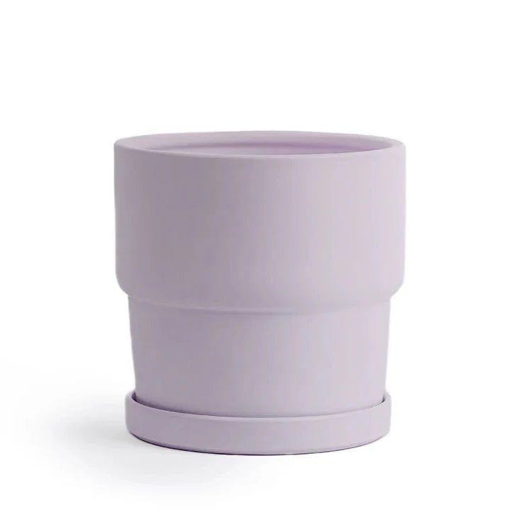 Calyx 4.5" Tiered Ceramic Cylinder Planter with Plate