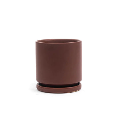 4.5" Ceramic Cylinder Planter with Plate