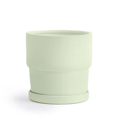 Calyx 4.5" Tiered Ceramic Cylinder Planter with Plate