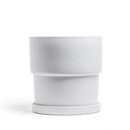 Calyx 4.5" Tiered Ceramic Cylinder Planter with Plate