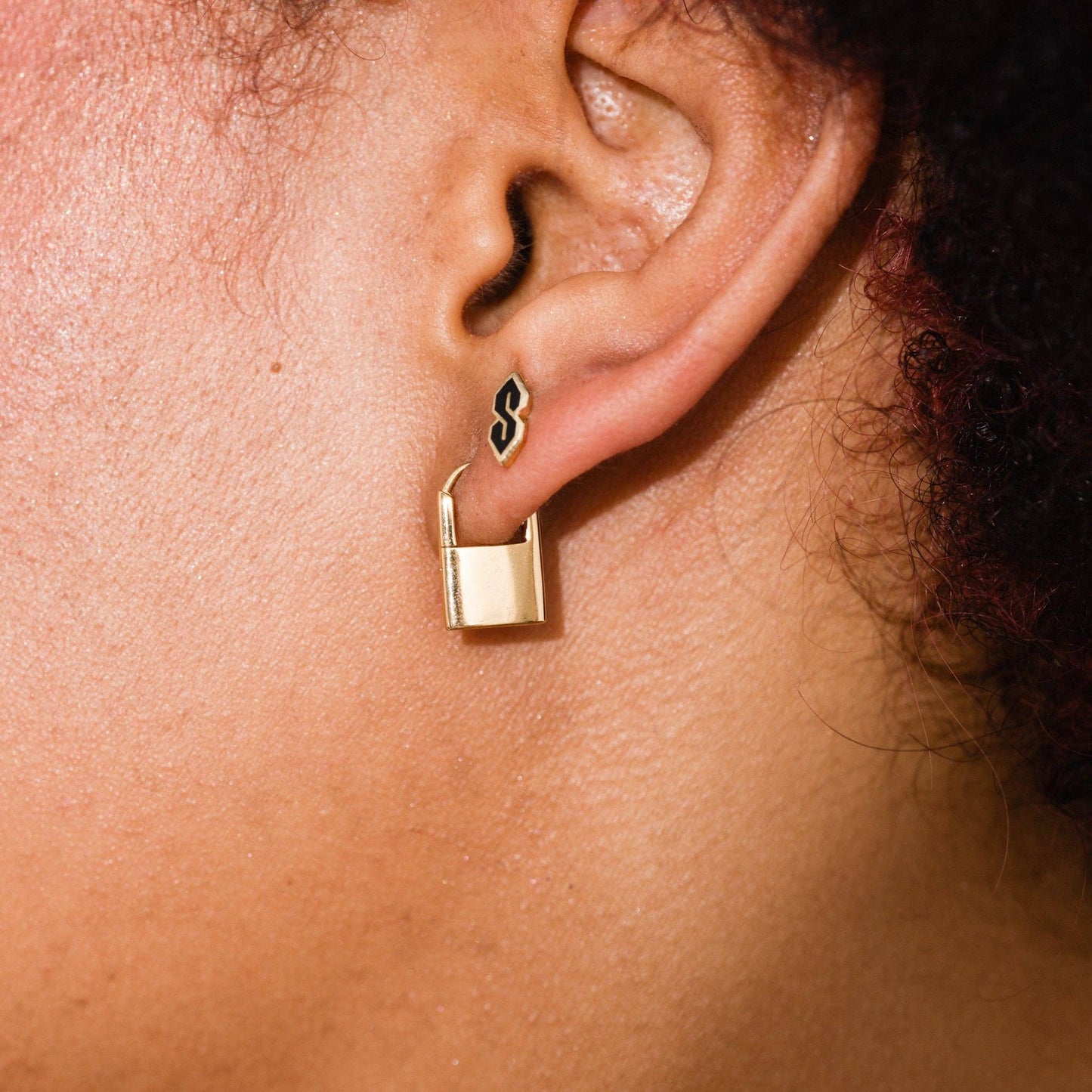 Padlock Huggie Hoops