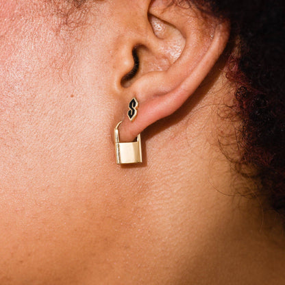 Padlock Huggie Hoops