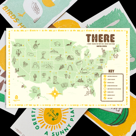 United States Road Trip Travel Map & Postcards (Set of 6)